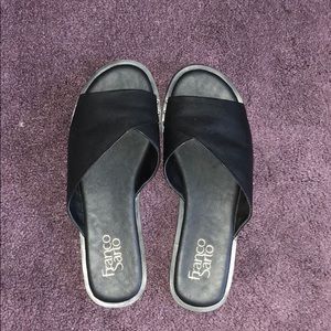 Franco Sarto Black flat  Sandal. Only worn once !